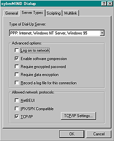 Type of dial-up service